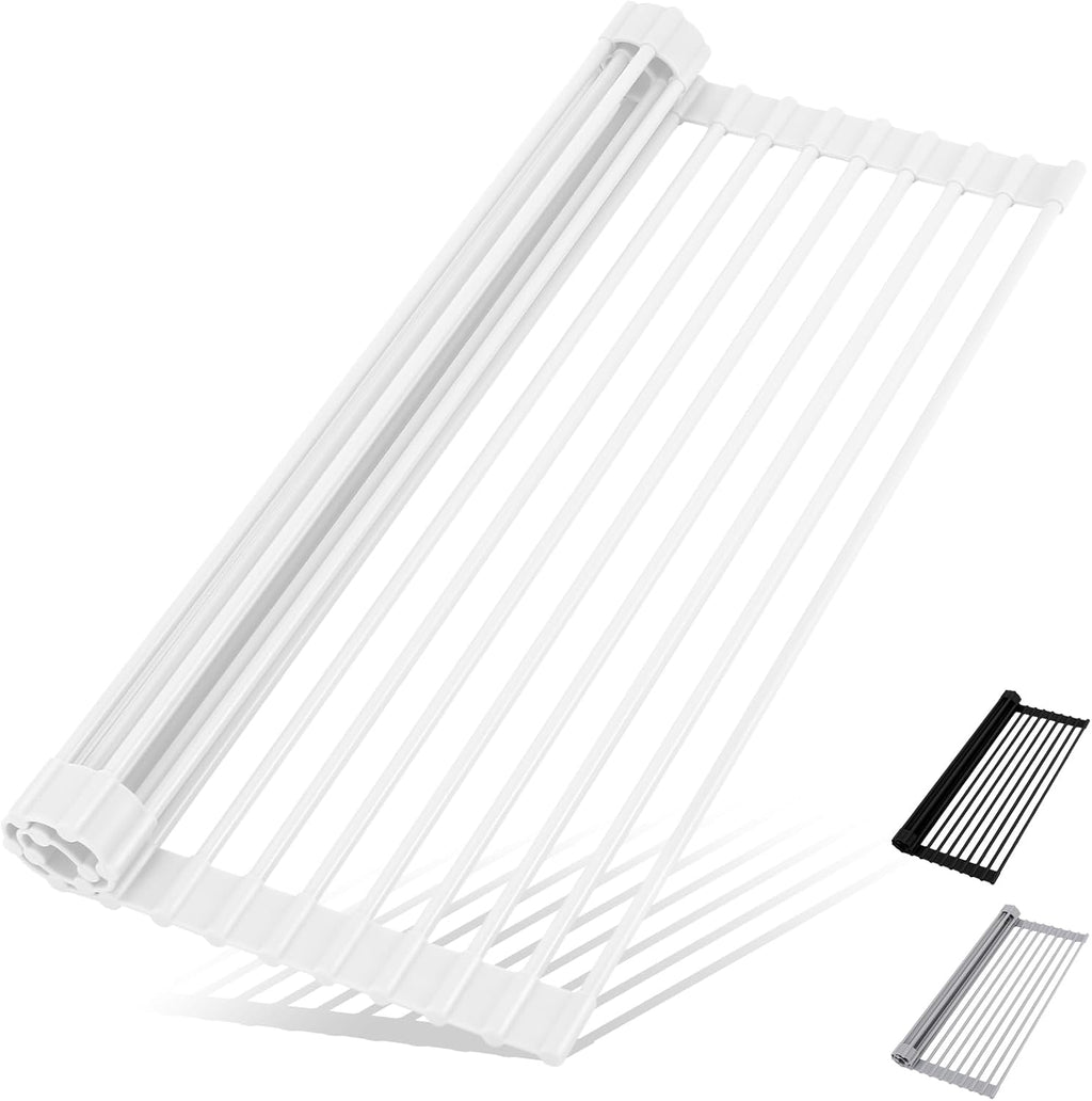 Roll Up Dish Drying Rack Over The Sink Kitchen Roll Up Sink Drying Rack Multipurpose Foldable Sink Drying Mat, Heat-Resistant, Anti-Slip & Anti-Rust Dish Rack for Kitchen, 17" x 13", Black - view 5