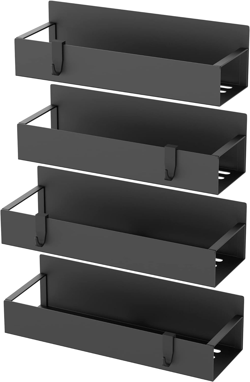 HuggieGems Metal Magnetic Spice Rack for Refrigerator Black, 4 Pack | Magnetic Shelves Heavy Duty for Fridge in Kitchen, Seasoning Storage Organizer, For Oven Washer and Dryer, For Heavier Items - view 5