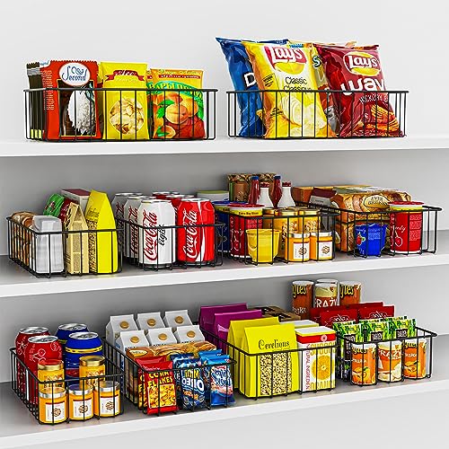 12 PACK (3 Szie) Small Wire Storage Baskets for Organizing,Pantry Organization Bins for Cabinets, Metal Basket for Kitchen, Bathroom Organizer (Black) - view 4