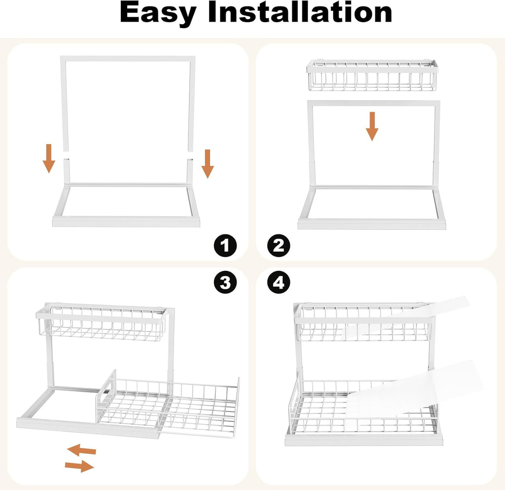 REALINN Under Sink Organizer, Pull Out Cabinet Organizer 2 Tier Slide Out Sink Shelf Cabinet Storage Shelves, Under Sink Storage for Kitchen Bathroom Cabinet, White, 1 Pack | Slide Out Sink Shelf Cabinet Storage Shelves, Under Sink Storage for Kitchen Bat - view 7