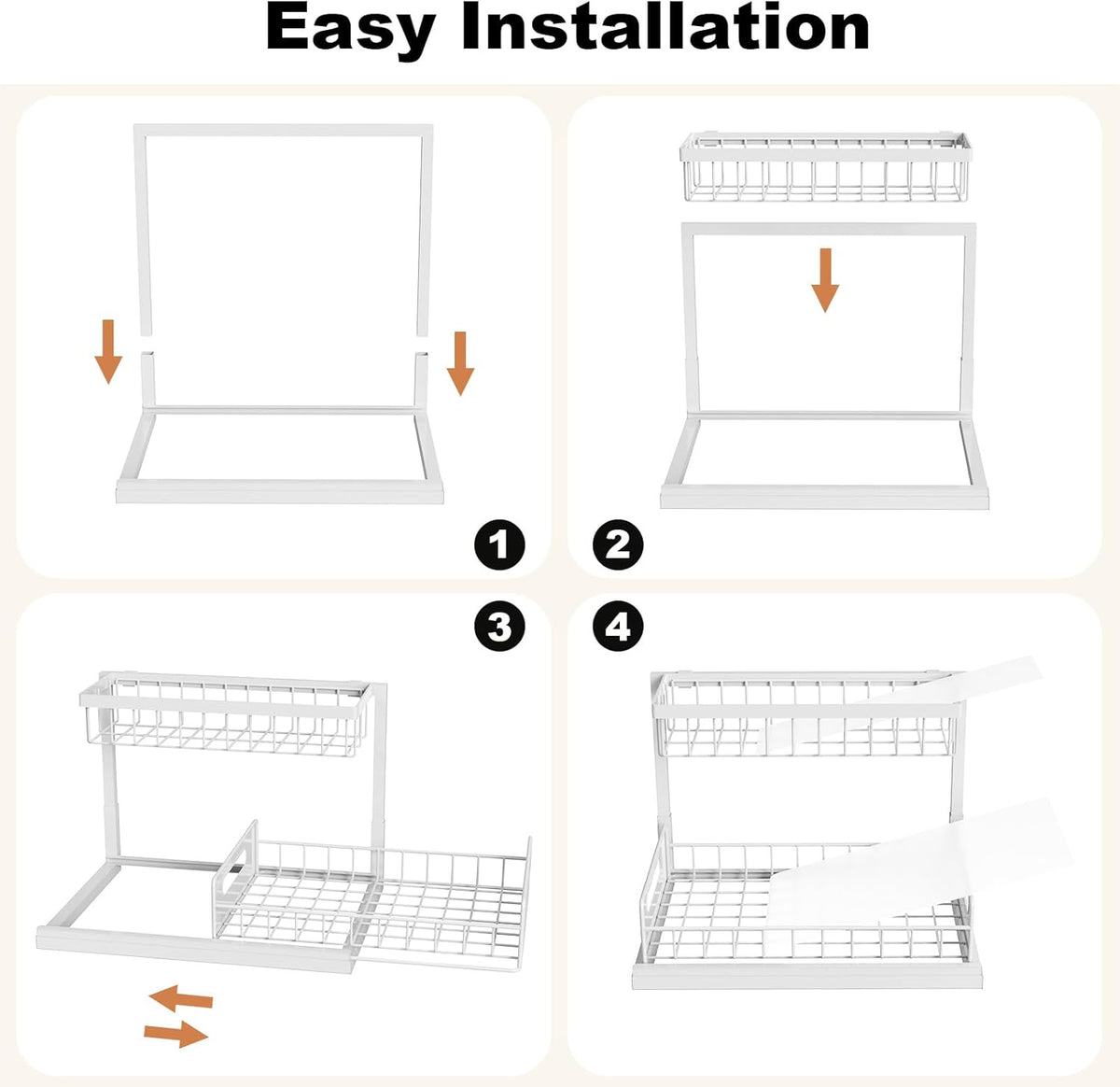 REALINN Under Sink Organizer, Pull Out Cabinet Organizer 2 Tier Slide Out Sink Shelf Cabinet Storage Shelves, Under Sink Storage for Kitchen Bathroom Cabinet, White, 1 Pack | Slide Out Sink Shelf Cabinet Storage Shelves, Under Sink Storage for Kitchen Bat - view 7