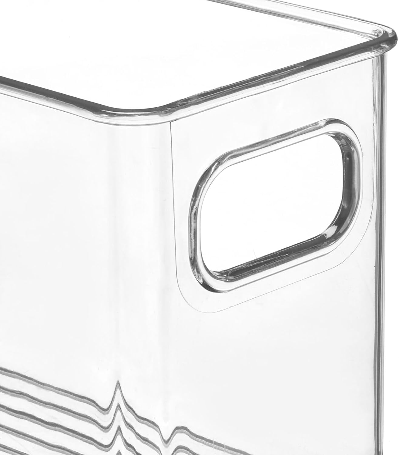 Plastic Kitchen Organizer - Storage Holder Bin with Handles for Pantry, Cupboard, Cabinet, Fridge/Freezer, Shelves, and Counter - Holds Canned Food, Snacks - 2 Pack - Clear - view 5