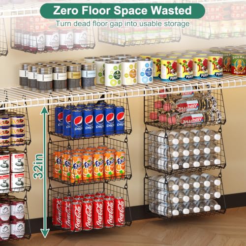 3 Pack Under Bottom Shelf Hanging Baskets for Pantry - view 2