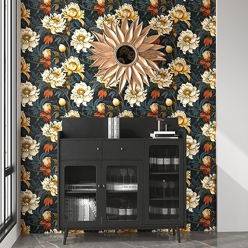 Dark Vintage Floral Peel and Stick Dahlia Wallpaper 17.5" x 118" - view 2