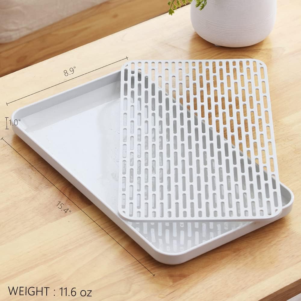 Cup Drying Rack & Dish Drying Tray, Drain Board for Small Kitchen Sink, Dish Drain Tray Large Enough for Counter or Coffee Table, Big White Dish Drying Mat - view 2