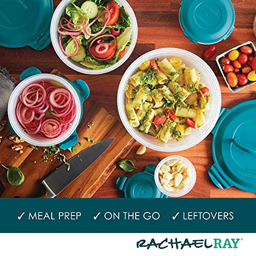 Leak-Proof Nestable Container Food Storage Bin Set, 10-Piece, Clear with Teal Lids - view 5