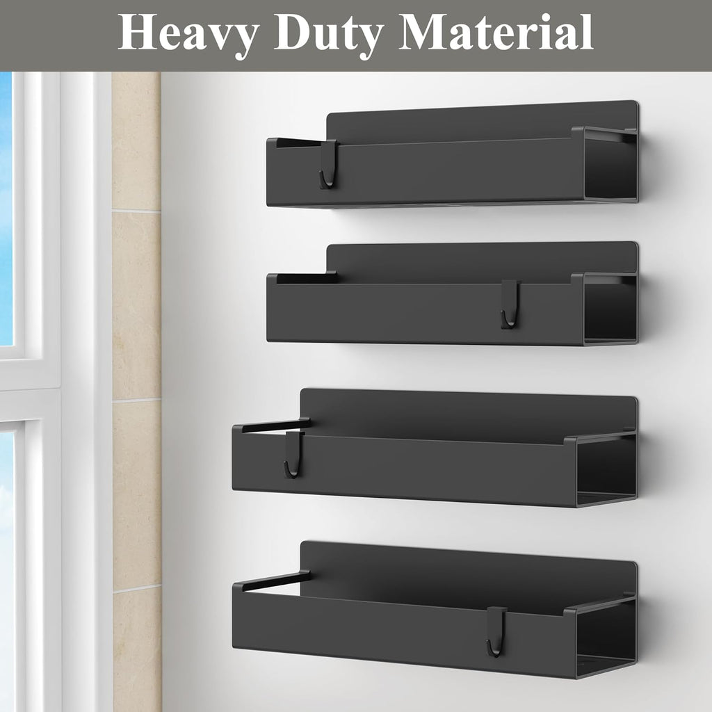 4 pack magnetic spice rack organizer for refrigerator and oven, black fridge organizers and storage for kitchen - view 4