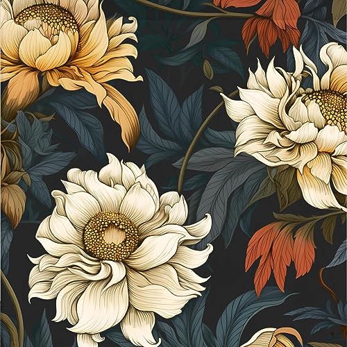 Dark Vintage Floral Peel and Stick Dahlia Wallpaper 17.5" x 118"