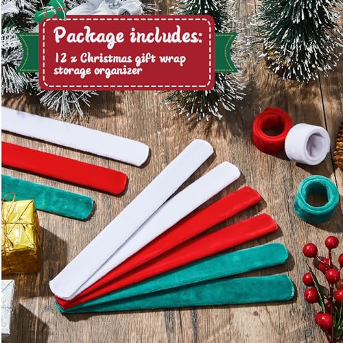 12 Pcs Christmas Wrapping Paper Roll Holder, Red Green White - view 3