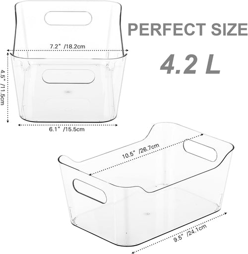12 Pack Plastic Storage Bins, Multi-Use Organizer Bins, Pantry Organizer, Clear Storage Containers for Home, Kitchen, Office, Cabinet, Shelf and Fridge Organization - view 2