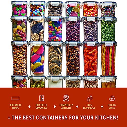 14 Pack Airtight Food Storage Container Set - BPA Free Clear Plastic Kitchen and Pantry Organization Canisters with Durable Lids for Cereal, Dry Food Flour & Sugar - Labels, Marker & Spoon Set - view 6