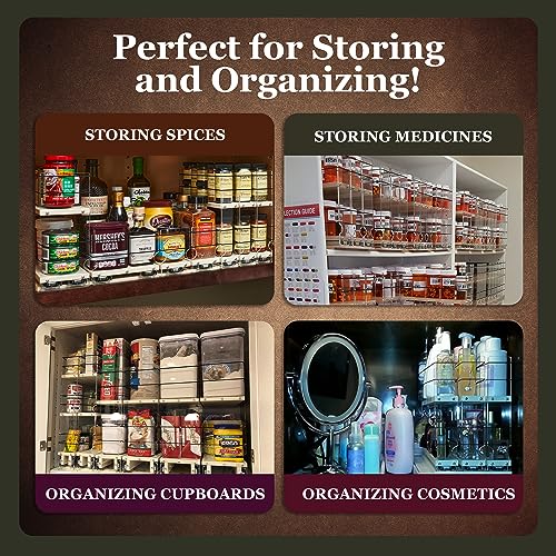 Large Pullout Sliding Spice Rack Organizer - 2 Individual 1 Tier Drawers - Premium Rolling Seasoning Holder/Caddy for Hidden Pantry Storage - Made in USA (6.9''W x 5.0" H x 10.6''D) - view 3