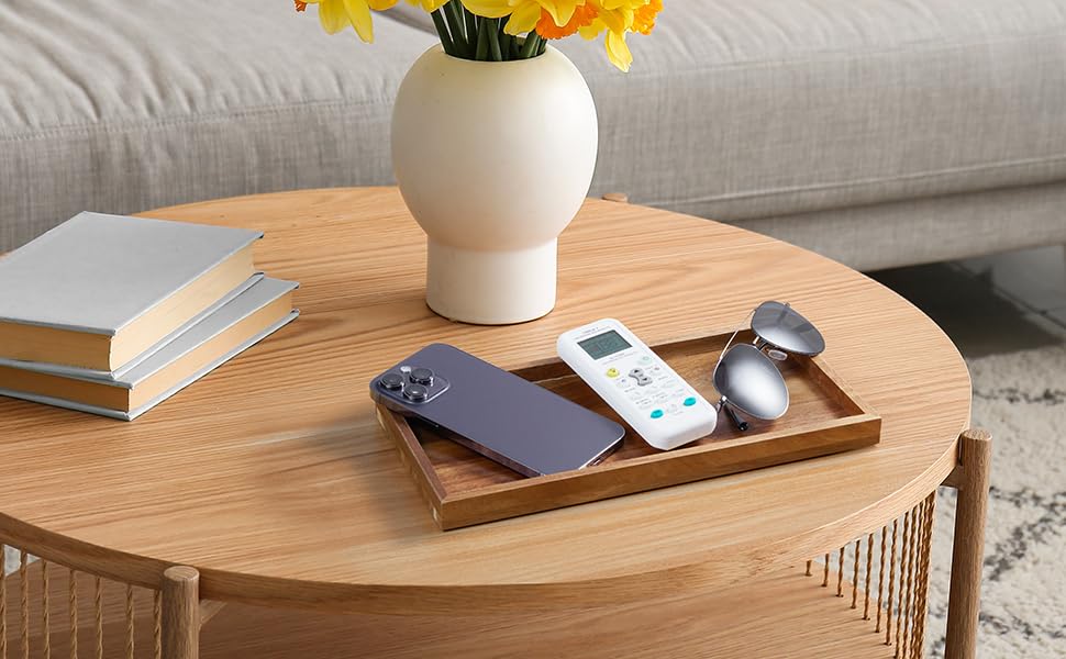 11.7" Bathroom Vanity Tray for Counter - Acacia Wood Decorative Tray for Toilet Tank Makeup Perfume Jewelry Catchall Coffee Table - Wooden Kitchen Countertop Organizer for Soap Dispenser - view 4