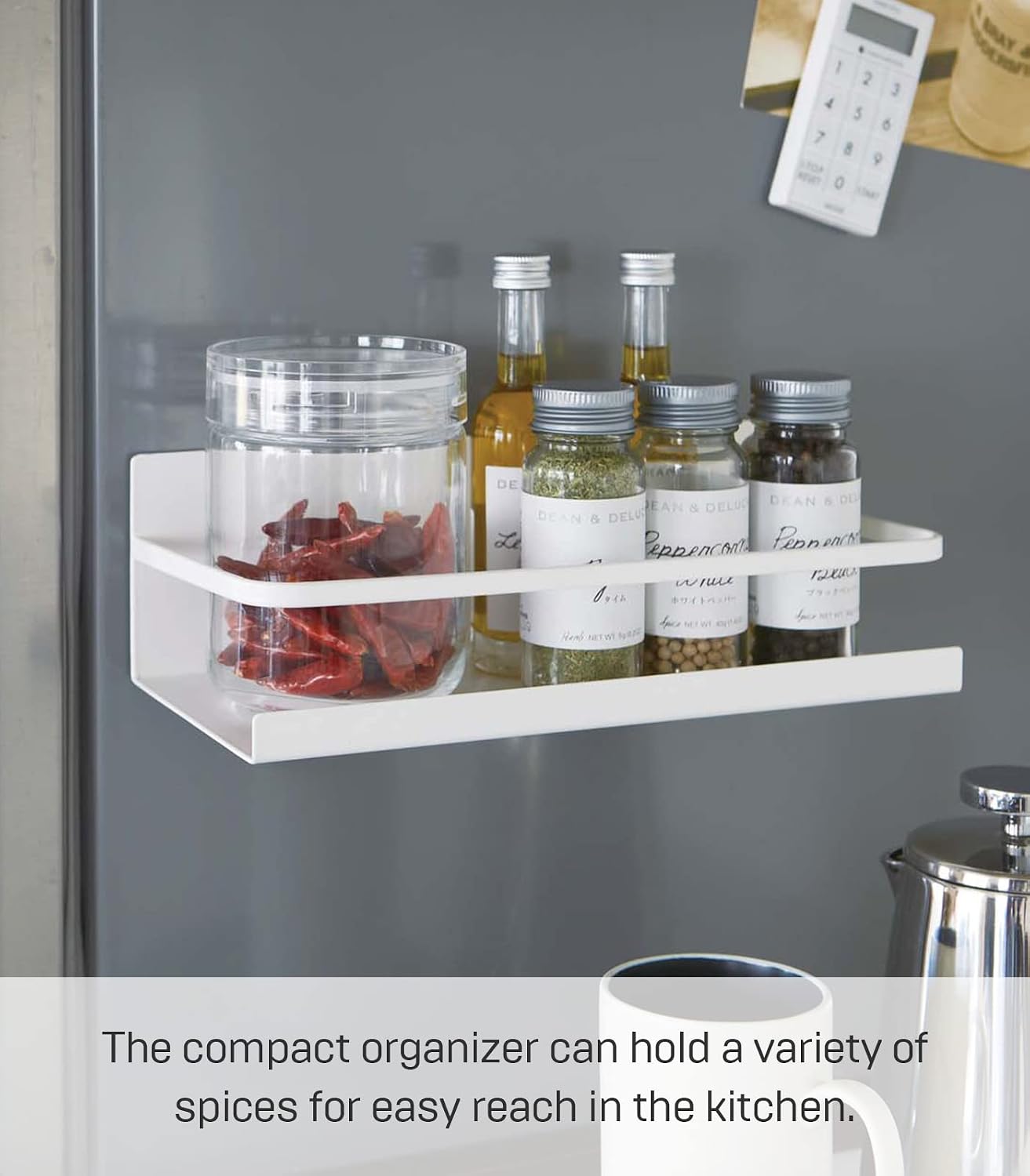 Magnetic spice storage rack organizer for fridge - steel, magnetic storage rack organizer for fridge. Sleek steel construction with a strong magnetic mount. No assembly. - view 5