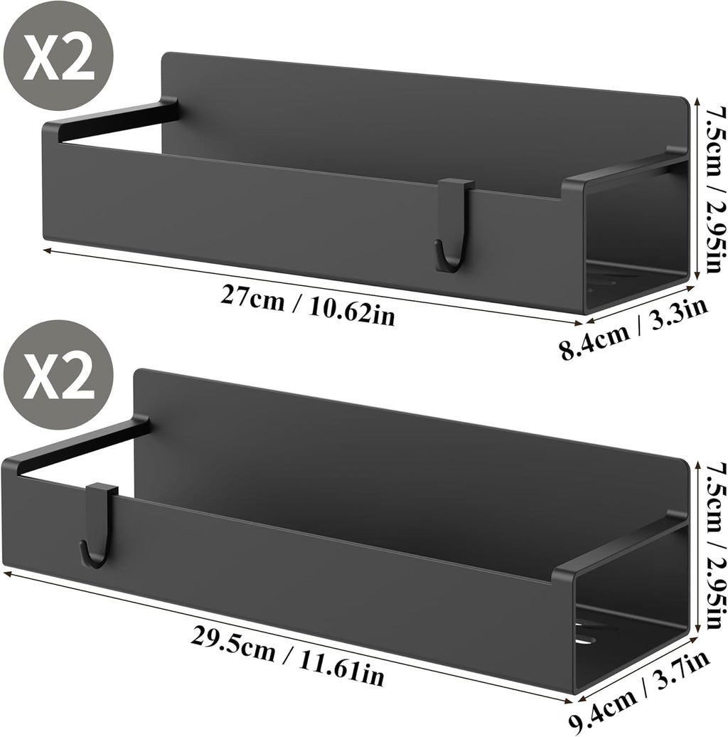4 pack magnetic spice rack organizer for refrigerator and oven, black fridge organizers and storage for kitchen - view 8