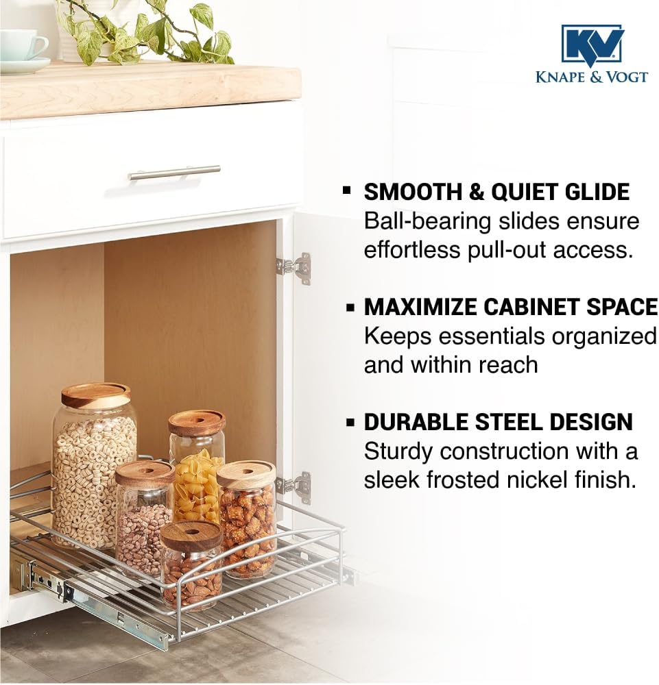 RS-MUB-14-FN 5 in. H x 15 in. W x 20 in. D Multi-Use Basket Silver Pull Out Cabinet Organizer, Frosted Nickel - view 6