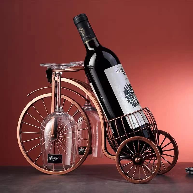 Single Bike Wine Bottle Holder with Glass holer