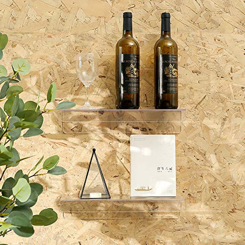 Clear Acrylic Floating Shelves Display Ledge, 5 MM Thick Wall Mounted Storage Shelf for Kitchen/Bathroom/Office,Invisible Kids Bookshelf and Spice Rack,15 Inch,Set of 4 - view 4