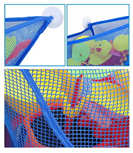 Bath Toy Organizer with 3 Strong Suction Cups Mounted Bath/Shower Caddy Storage Solution Bath Toy Storage Net & Bathroom Corner Shower Caddy Bag Bathroom Storage Bag - view 4