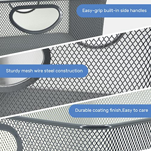 Wire Storage Baskets - 6 Pack Metal Mesh Organizers for Kitchen, Laundry, Garage, Fridge & Bathroom - Gray - view 3