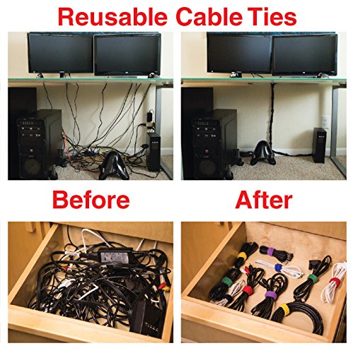 Cable Clips 3M Adhesive, Multipurpose Wire Clamps for Cable Management and Cable Runs - 50 Pack Black Bundled with 10 Reusable Cable Ties - view 7
