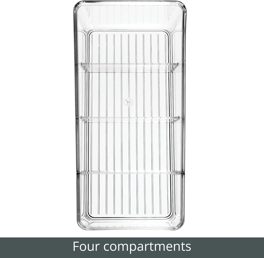 Plastic 4-Section Food Packet Organizer - Storage for Kitchen, Pantry, Cabinet, or Countertop - Organization for Spice Packets, Hot Chocolate, Seasoning Pouches, Ligne Collection, Clear - view 4