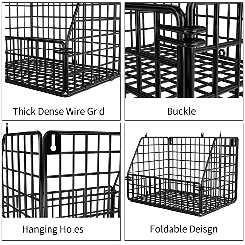Stackable Wire Storage Baskets for Kitchen Closet Pantry, Hanging Closet Organizers Storage Shelves Organization, Wall Mount Metal Basket Bins, Clothing Vegetable & Fruit Organizer 3 pcs - view 6