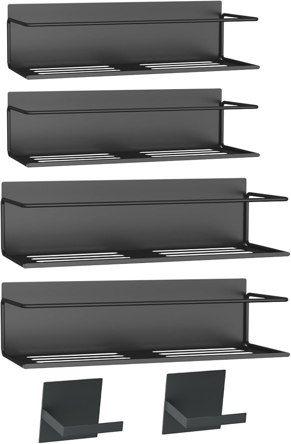 Magnetic spice rack for refrigerator, magnetic fridge shelf for kitchen, magnetic shelf for fridge space saving black 4 pack with magnetic paper towel holder - view 4