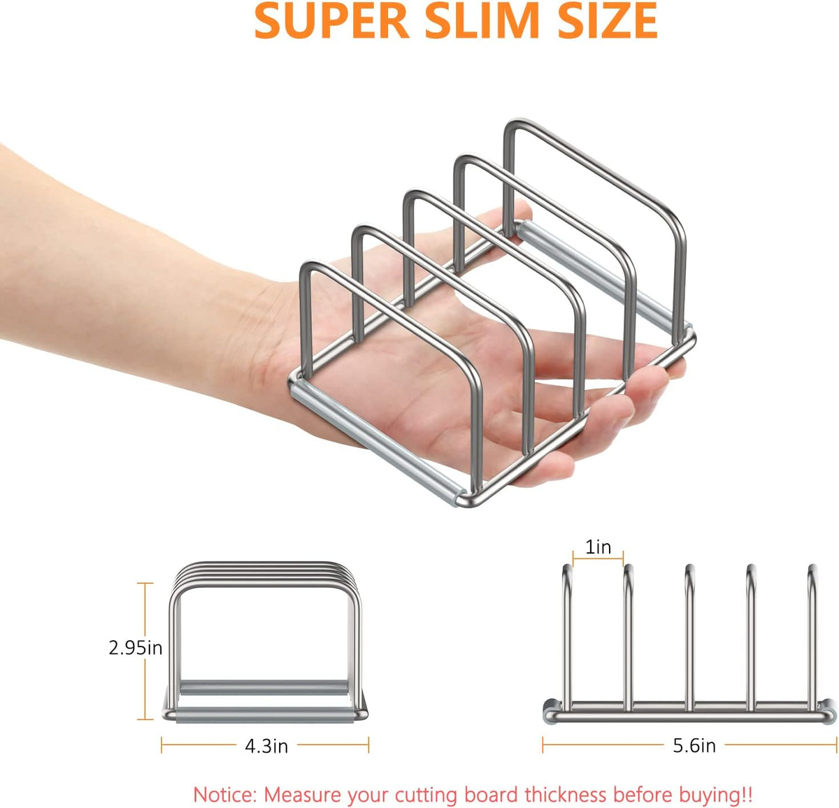 Cutting Board Holder, 2PSC Cutting Board Organizer Rack, 304 Stainless Steel Cookie Sheet Baking Pan and Tray Organizer for Kitchen Cabinet and Pantry Storage (1.0 Inch Width Slots) - view 2