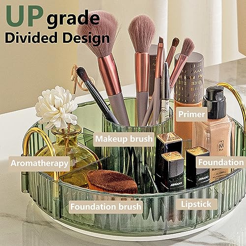 360 Rotating Makeup Organizer,3 Tier Large Capacity Make Up Organizers and Storage,Skincare Perfume Vanity Organizers,Bathroom Cosmetics Storage Organizer Countertop (Green) - view 2