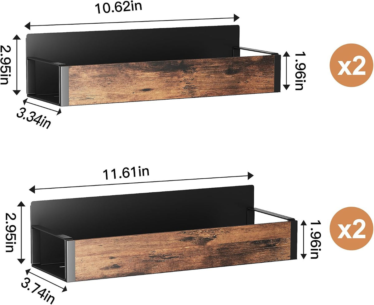 4 pack moveable fridge magnetic spice racks, metal (wood) - view 2