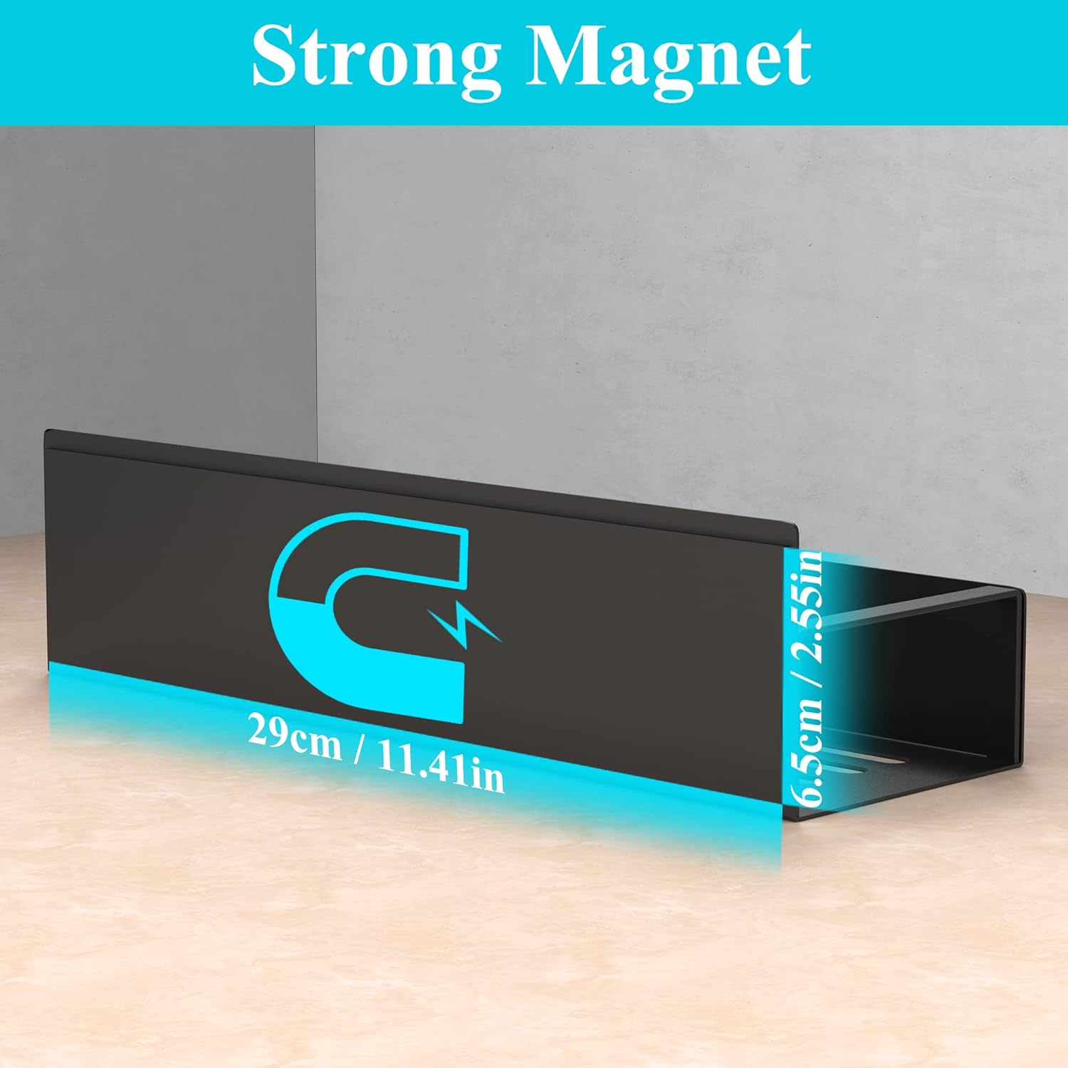 HuggieGems Metal Magnetic Spice Rack for Refrigerator Black, 4 Pack | Magnetic Shelves Heavy Duty for Fridge in Kitchen, Seasoning Storage Organizer, For Oven Washer and Dryer, For Heavier Items - view 3