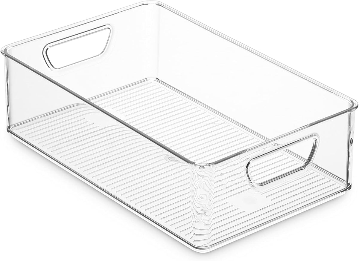Set Of 16 Refrigerator Organizer Bins - Plastic Pantry Organization and Storage Baskets - Stackable Food Fridge Organizers with Cutout Handles for Freezer, Kitchen, Countertops, Cabinets - view 6