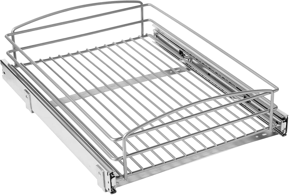 RS-MUB-14-FN 5 in. H x 15 in. W x 20 in. D Multi-Use Basket Silver Pull Out Cabinet Organizer, Frosted Nickel