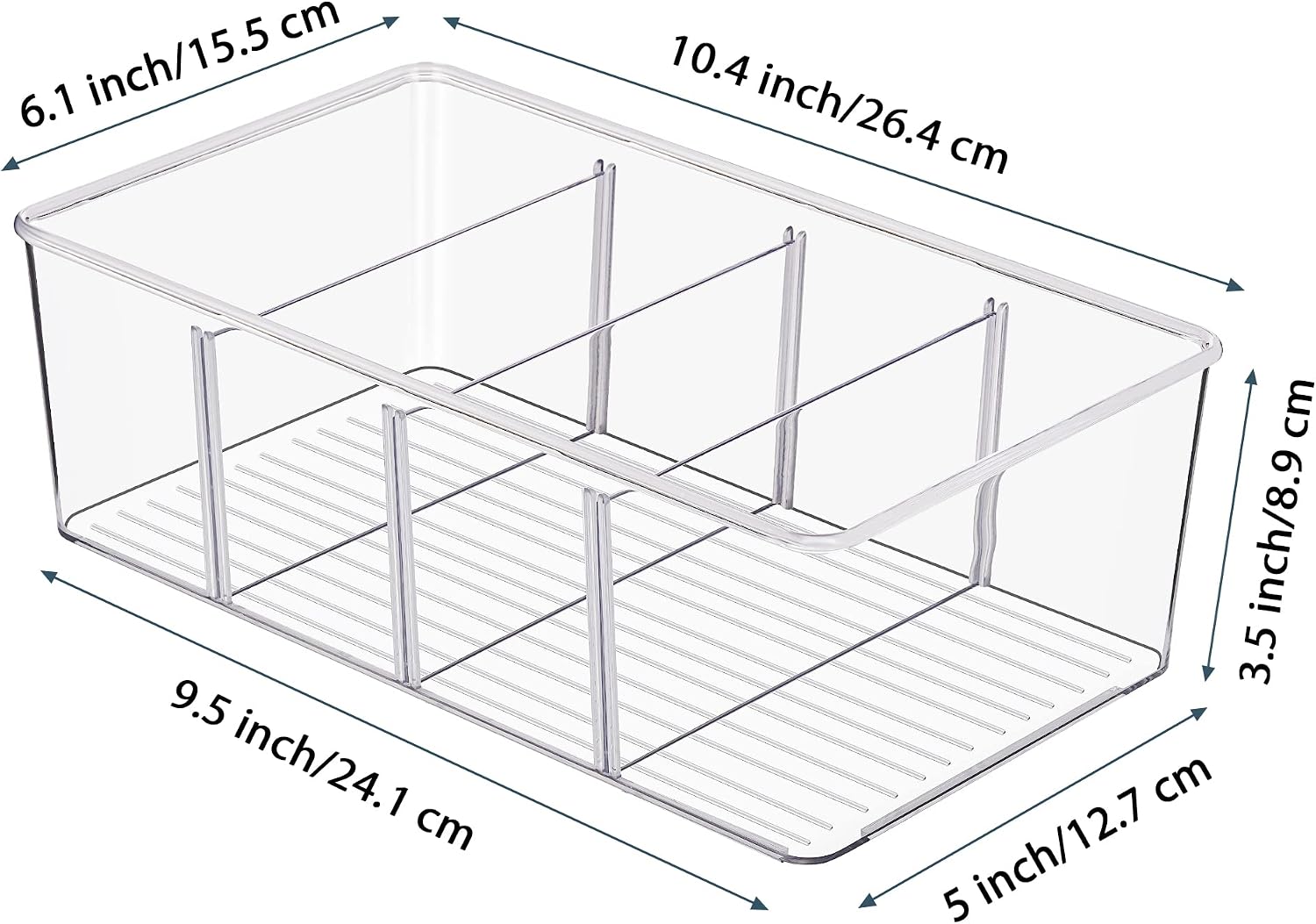 4 Pack Food Storage Organizer Bins, Clear Plastic, 4 Compartments | For Pantry, Kitchen, Fridge and Cabinet Organization, Organize Food Packets, Snacks, Pouches and Spice Packets - view 2