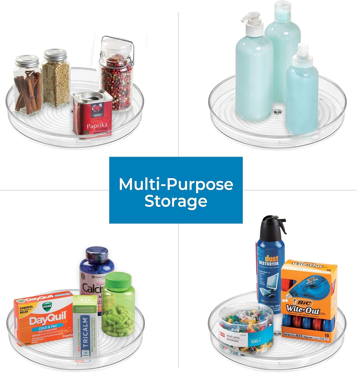 9-inch lazy susan organizer, small turntable, for cabinet or pantry, clear - view 5