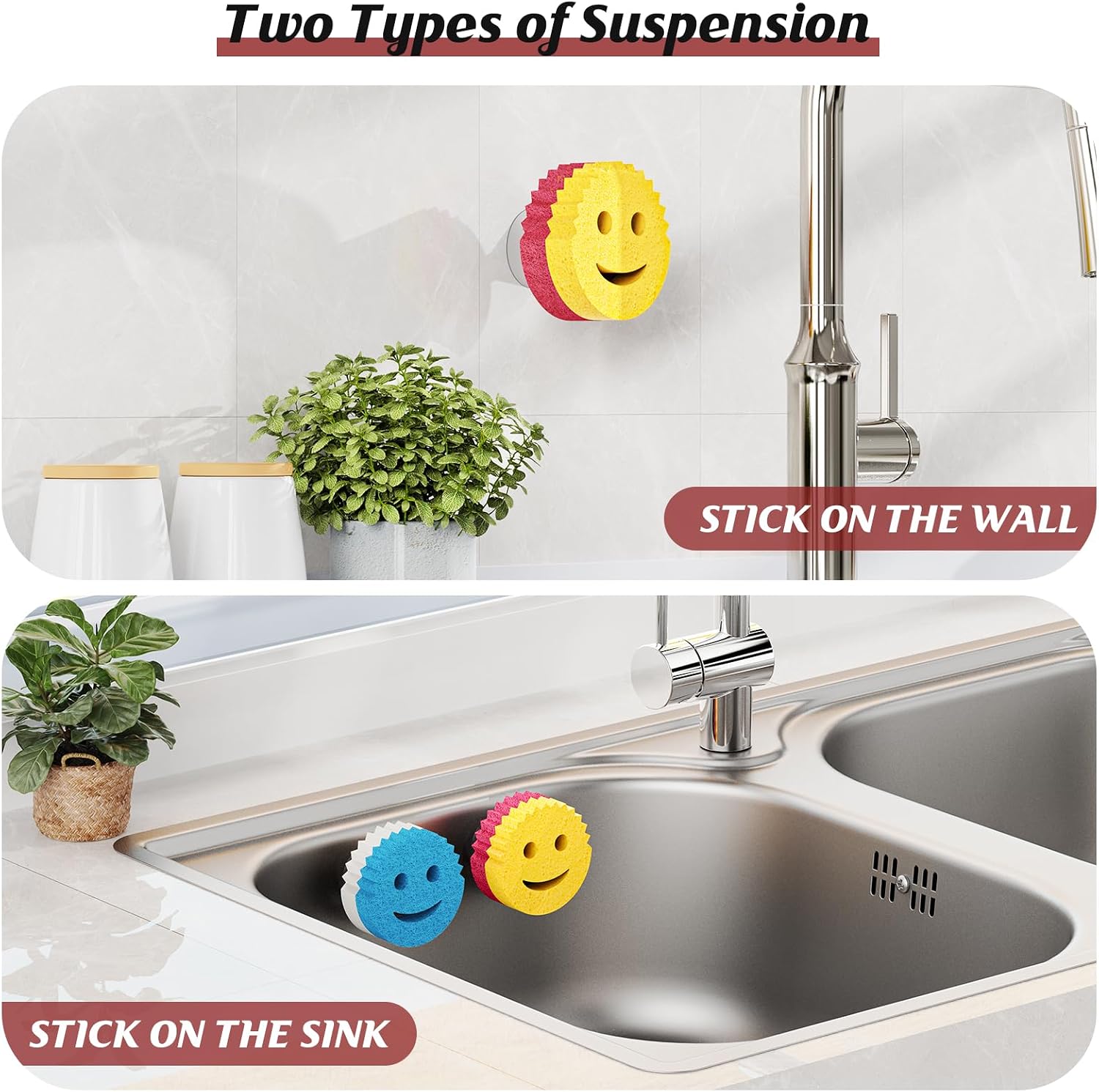 Sponge holder for kitchen sink, sink caddy organizer with suction cup installation for kitchen/bathroom, self draining - black - view 6
