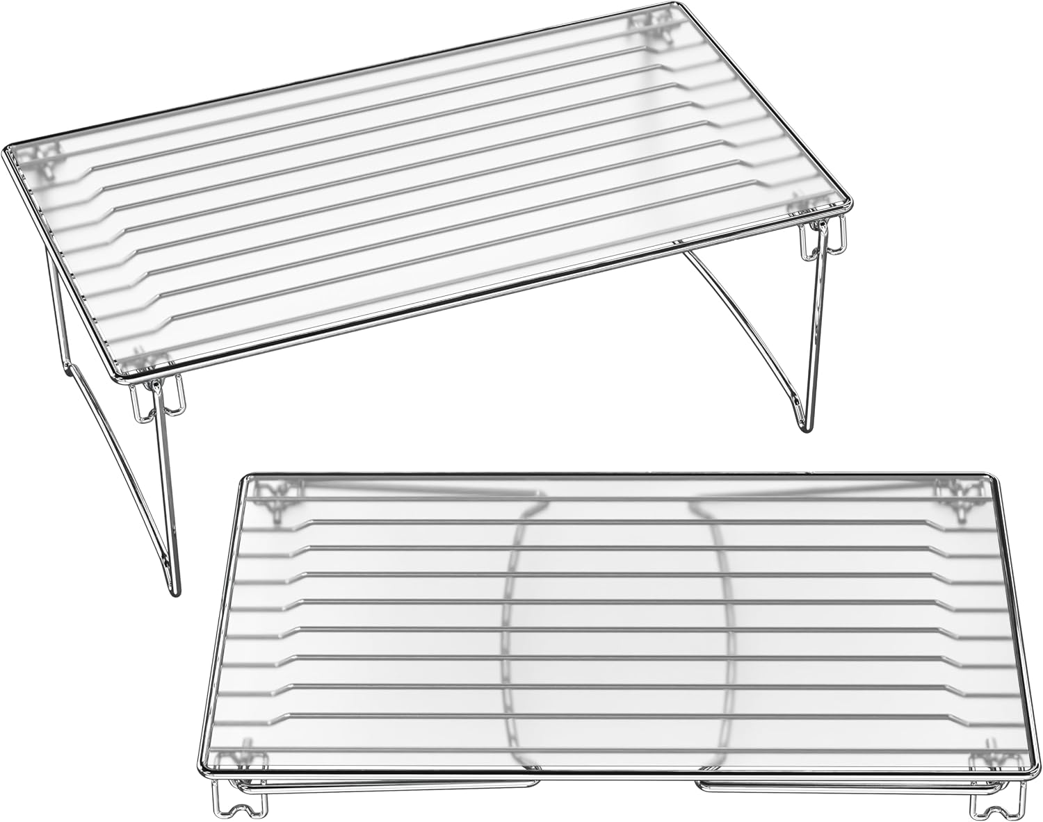 Stackable Cabinet Shelf Organizer, 2 Pack, Chrome - view 4