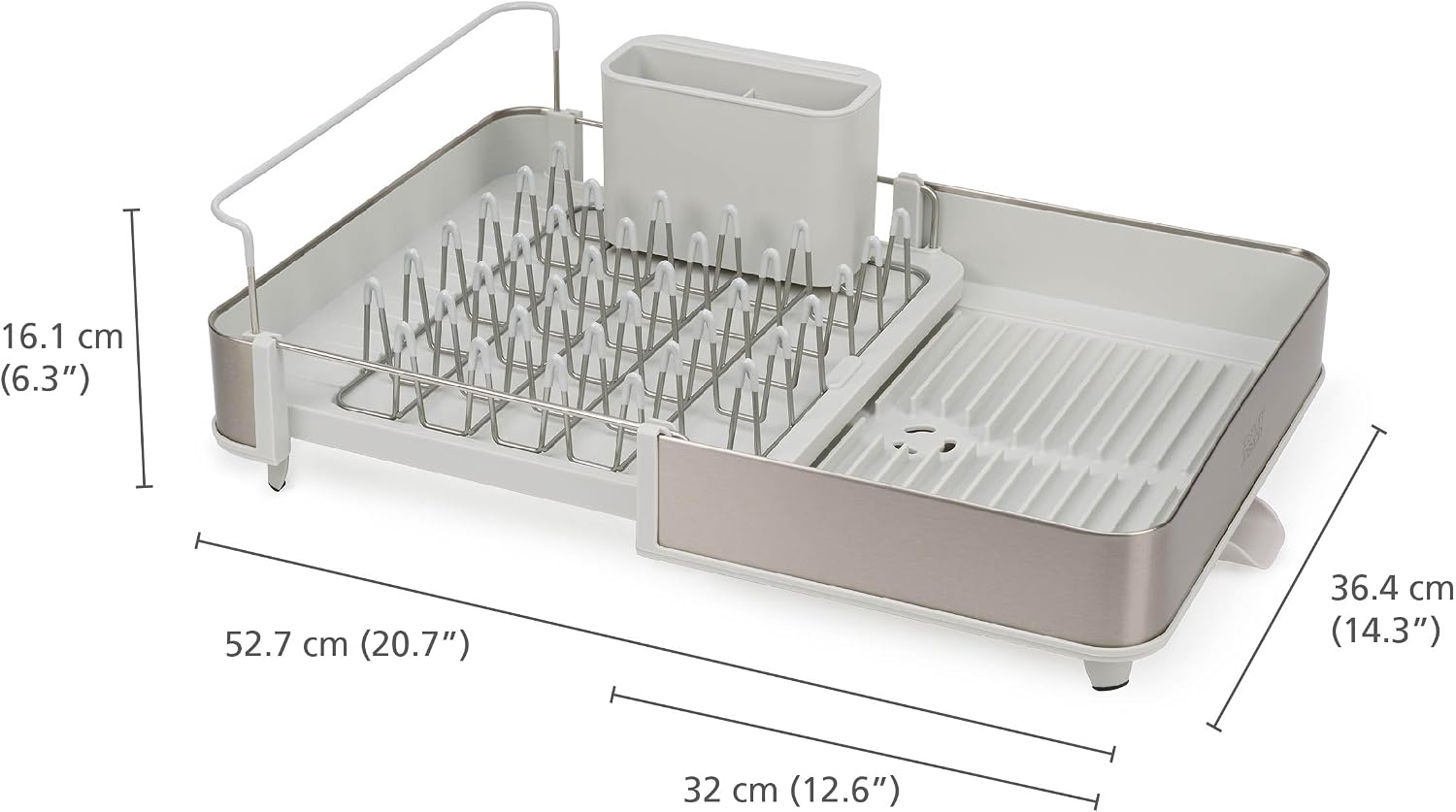 Extend Steel Expandable Dish Drying Rack with Removable Cutlery Holder Swivel Draining Spout, Stainless Steel - view 5