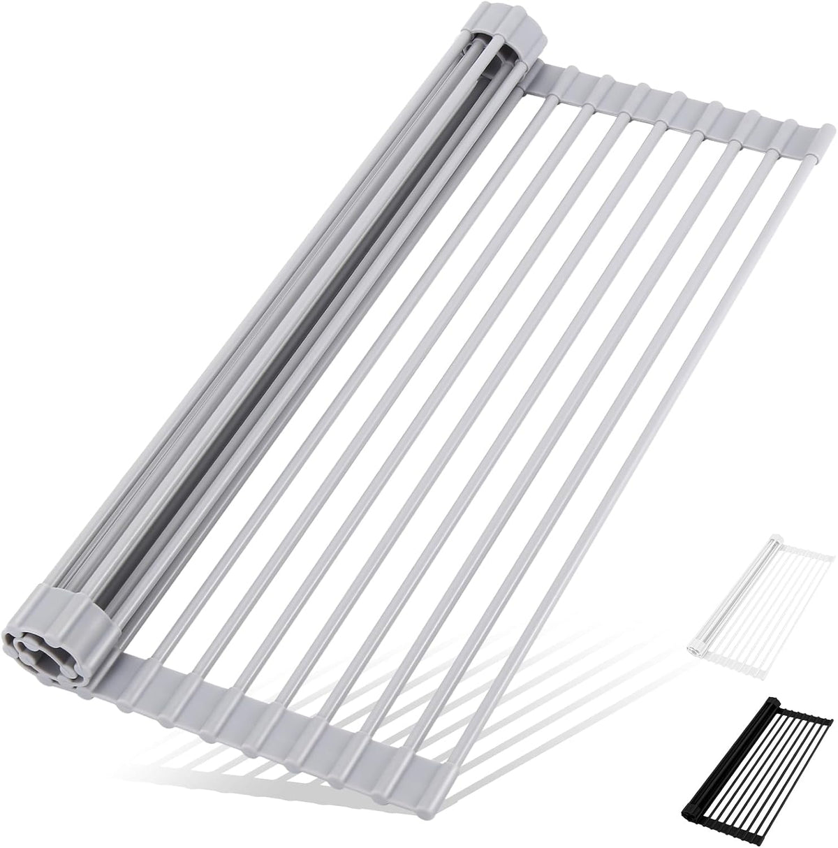 Roll Up Dish Drying Rack Over The Sink Kitchen Roll Up Sink Drying Rack Multipurpose Foldable Sink Drying Mat, Heat-Resistant, Anti-Slip & Anti-Rust Dish Rack for Kitchen, 17" x 13", Black - view 4