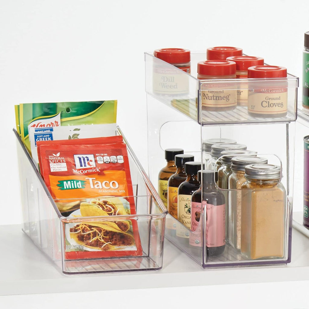 Plastic 4-Section Food Packet Organizer - Storage for Kitchen, Pantry, Cabinet, or Countertop - Organization for Spice Packets, Hot Chocolate, Seasoning Pouches, Ligne Collection, Clear - view 7