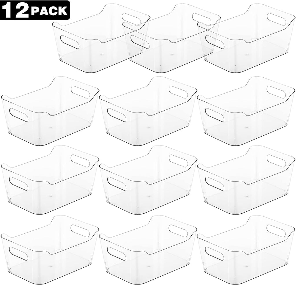 12 Pack Plastic Storage Bins, Multi-Use Organizer Bins, Pantry Organizer, Clear Storage Containers for Home, Kitchen, Office, Cabinet, Shelf and Fridge Organization - view 4