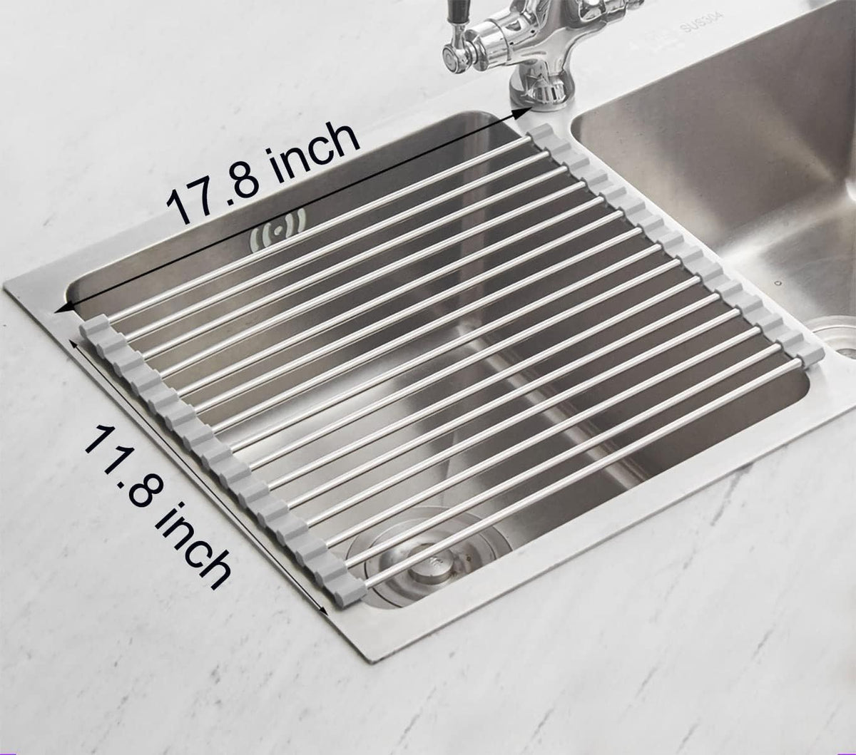 Ahyuan Roll up Dish Drying Rack Over The Sink Kitchen Roll up Sink Drying Rack Portable Dish Drainer Foldable Dish Drying Rack (Warm Gray, 17.8''X11.8'') - view 7