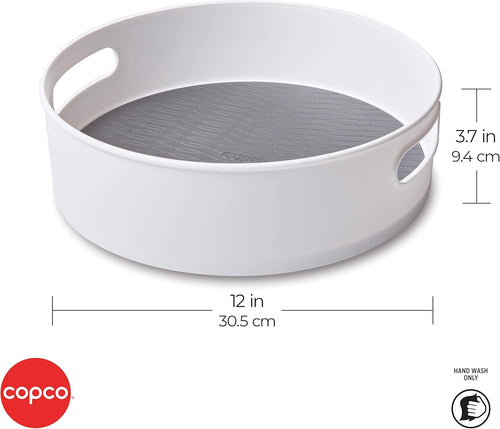 12 inch non-skid lazy susan turntable organizer for cabinet, kitchen, pantry, bathroom - smooth-glide rotating storage with raised rim and handles - view 2