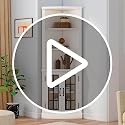 Curved Corner Storage Cabinet, 65" Tall Freestanding Bookcase - view 7