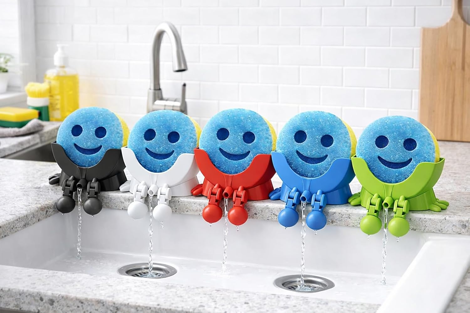Drip Daddy Original USA Made Sink Caddy Rack with Drainage – Funny Scrub Sponge Holder & Soap Organizer, Compact Kitchen Countertop Storage Stand Accessory (Blue) - view 3
