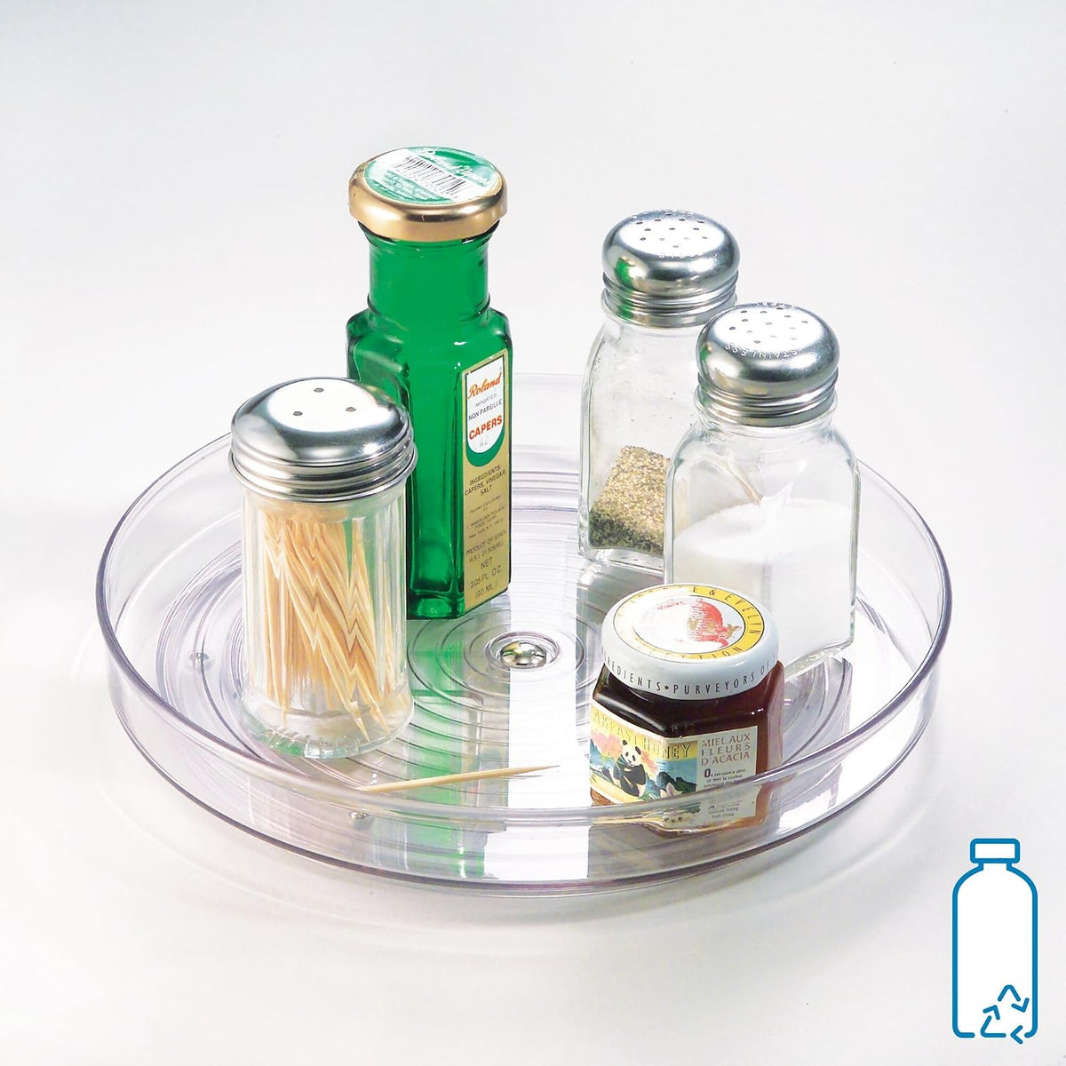 9-inch lazy susan organizer, small turntable, for cabinet or pantry, clear - view 3