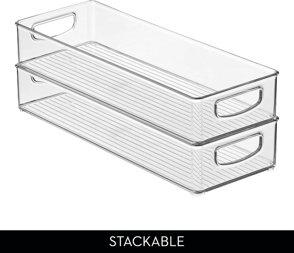Slim Extra Long Clear Storage Bin, 2-Pack | Narrow, Stackable, Kitchen or Pantry Organizer - view 5