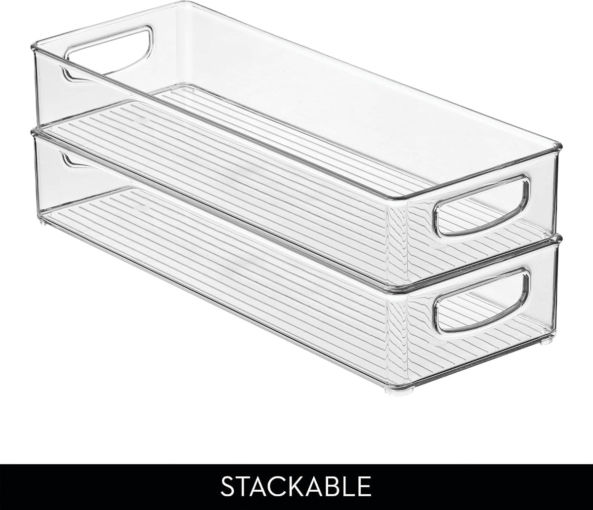 Slim Extra Long Clear Storage Bin, 2-Pack | Narrow, Stackable, Kitchen or Pantry Organizer - view 5
