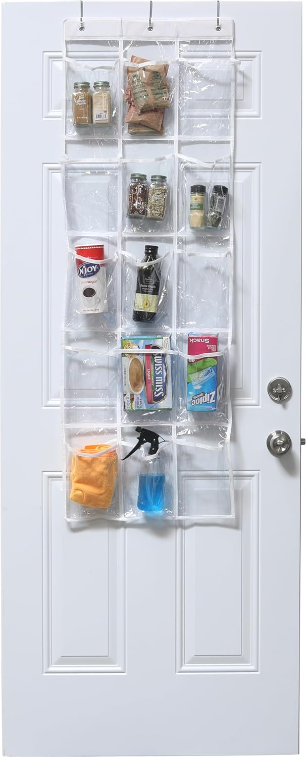 Simple Houseware 15 Pockets Clear Over the Door Pantry Organizer, 2 Pack | 52" x 18", Cabinet & Kitchen Hanging Storage - view 4